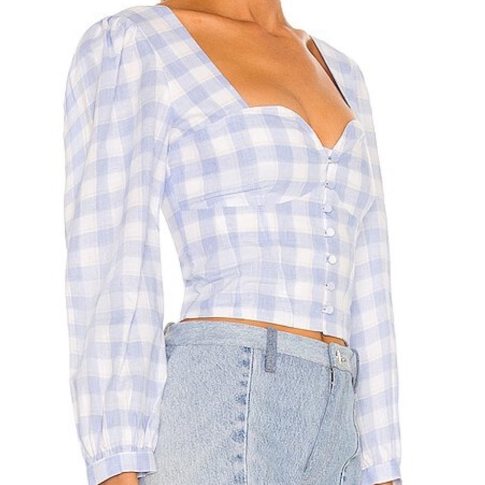 Plaid button up top